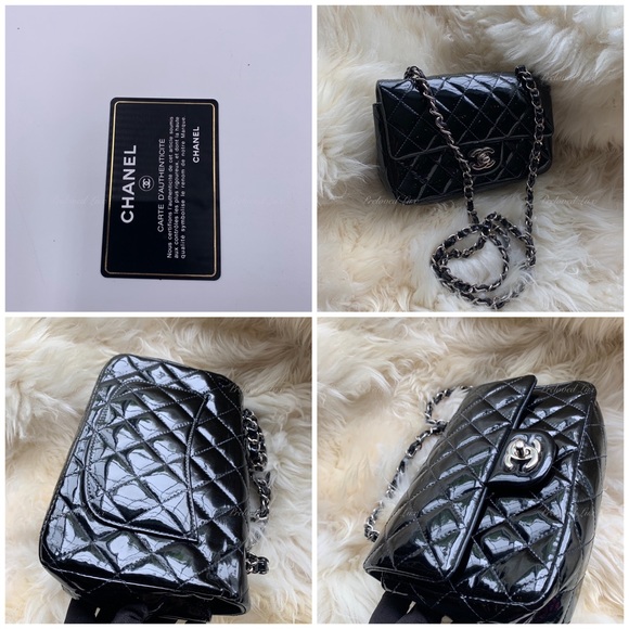 Authentic CHANEL Classic Mini Rectangular Black Shoulder Bag Crossbody - SHW - Picture 10 of 11